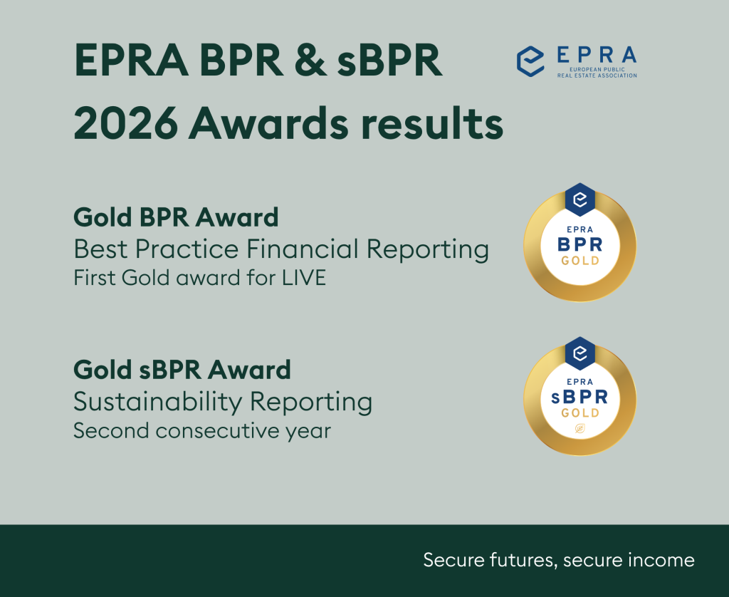 LIVE wins first EPRA BPR Gold Award and retains sBPR Gold Award for the second consecutive year